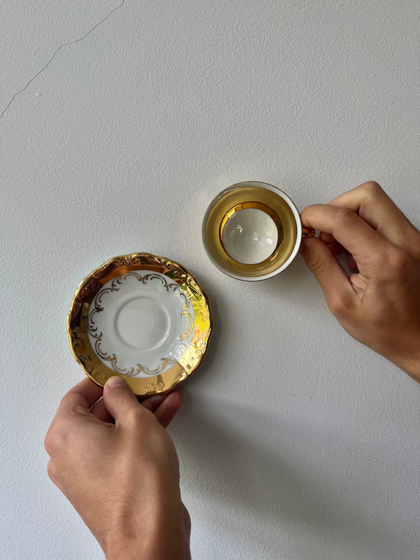 Vintage Espressokopjes Set Goud - Twee Stuks