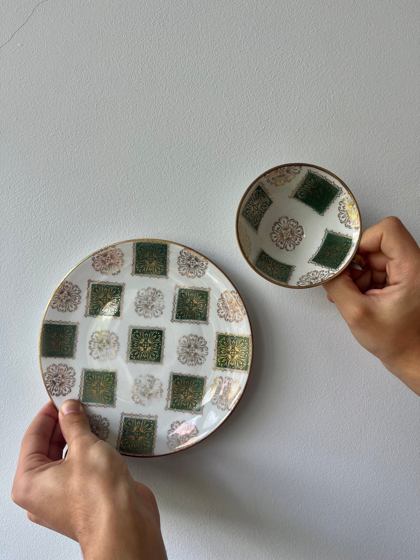 Vintage Servies Donkergroen