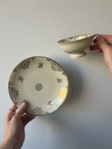 Vintage Gold Floral Kuchenteller mit Tasse und Untertasse – Porzellangeschirr